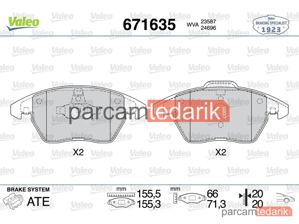 671635 | Fren Balatası — Audi A1, Seat Ibiza IV, Seat Ibiza IV SC